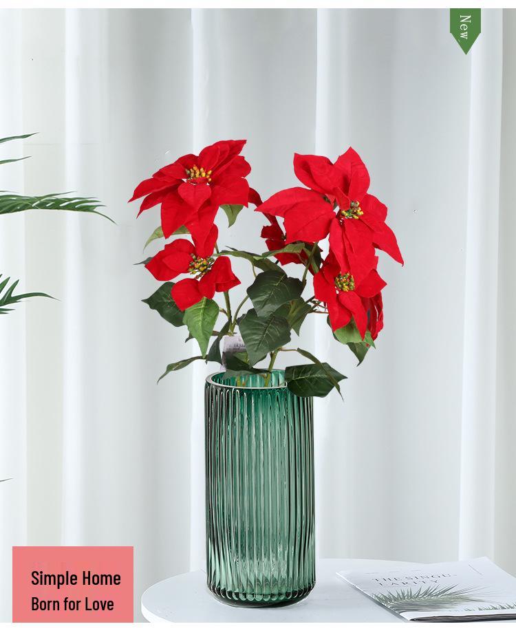 Velvet Poinsettia Christmas Wedding Bouquet - Artificial Flower Decoration.