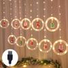 Guirlande Lumineuse Rideau USB Elan Bonhomme de Neige Noël Fée Guirlande Lumières LED pour Nouvel An Mariage Fête Décoration Maison Chambre