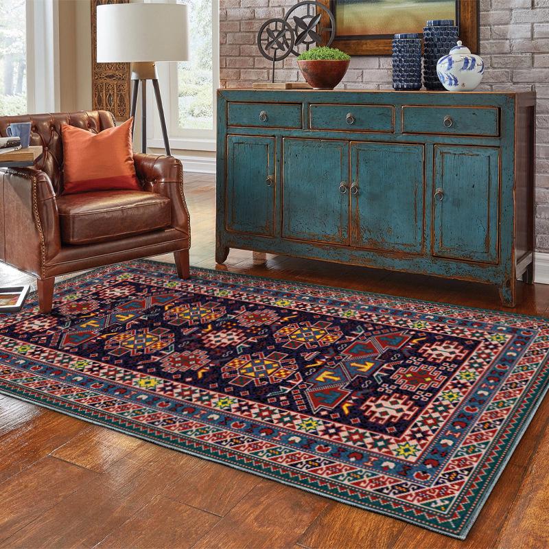 Ethnic Style Non-Slip Floor Mat - Dustproof, Stain & Wear Resistant for Hallway, Living Room, Bedroom, Entrance, Study; Easy Care.
