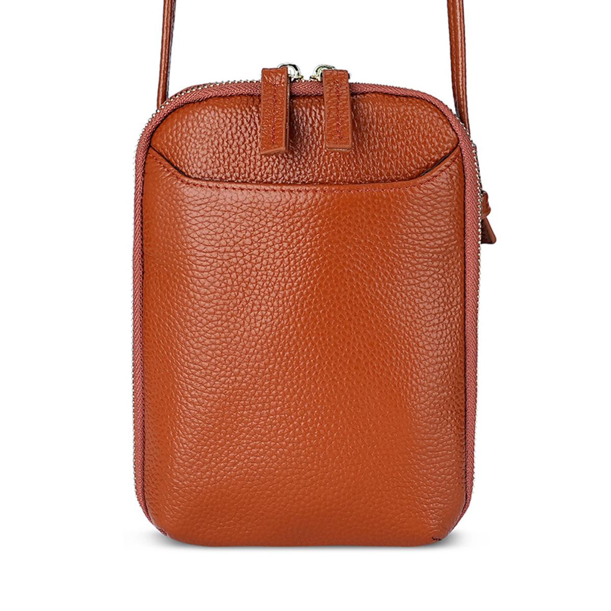 

Women s Minimalist Genuine Leather Vertical Phone Crossbody Bag, Slim Design Shoulder Bag for Office Commute&Everyday Essentials коричневий
