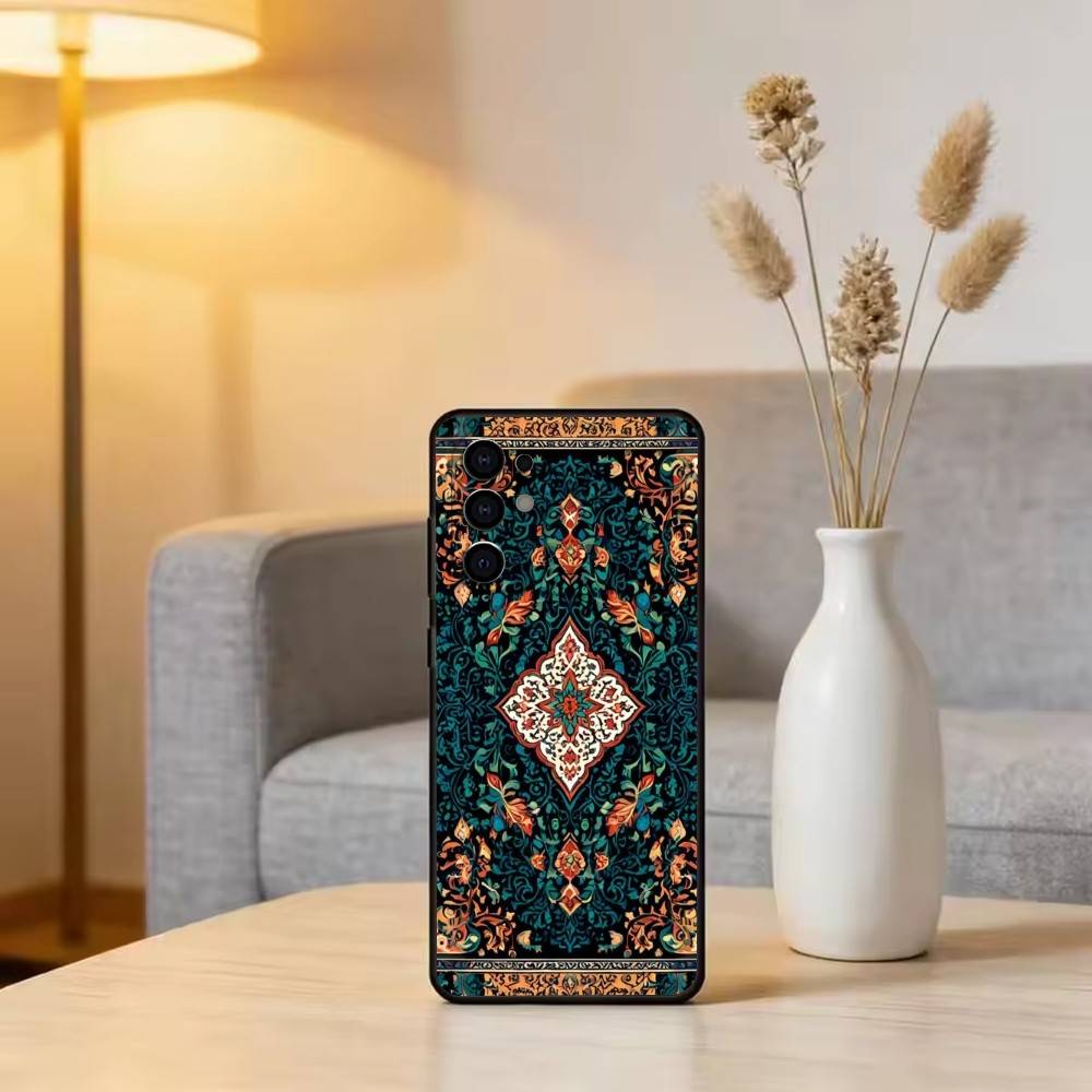 Vintage Persian Carpet Art Phone Case For Samsung S25,S24,S21,S22,S23,S30,Ultra,S20,Plus,Fe,Soft Silicone Black Cover