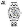 Mens Automatic Mechanical Watch Skeleton Hollow Roman Numeral Dial Waterproof Stainless Steel Business Dress Wrist Watch for Men