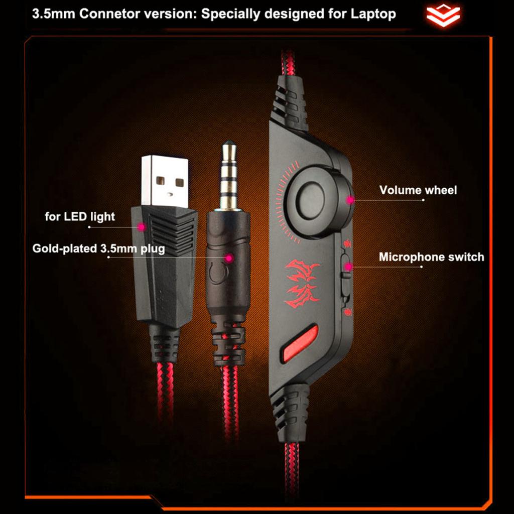 G9000 3.5mm Gaming Headphone Stereo Game Headset Noise Cancellation Earphone with Mic LED Light Volume Control for PS4