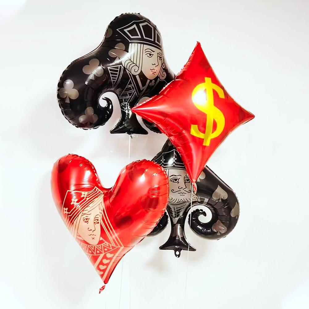 Poker Casino Party Decoration 12inch Latex Balloon Aluminum Foil Dice Balloons Wedding Christmas Casino Party Birthday Supplies