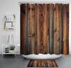 Rustic Country Style Barn Door Shower Curtains Farmhouse Western Brown Primitive Wood Rural Life Polyester Fabric Set With Hooks