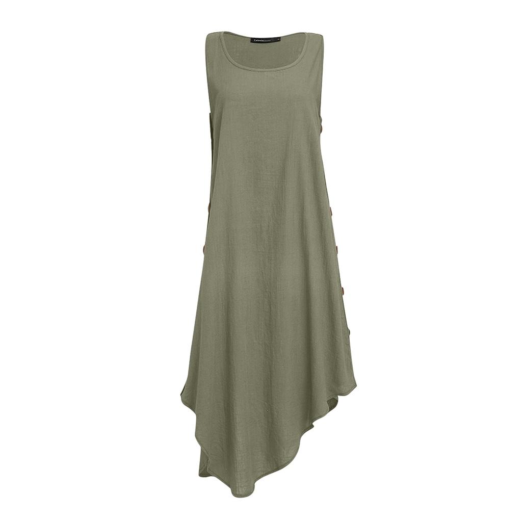 Women's Summer Sleeveless Beach Vest Skirt Asymmetric Beach Dress