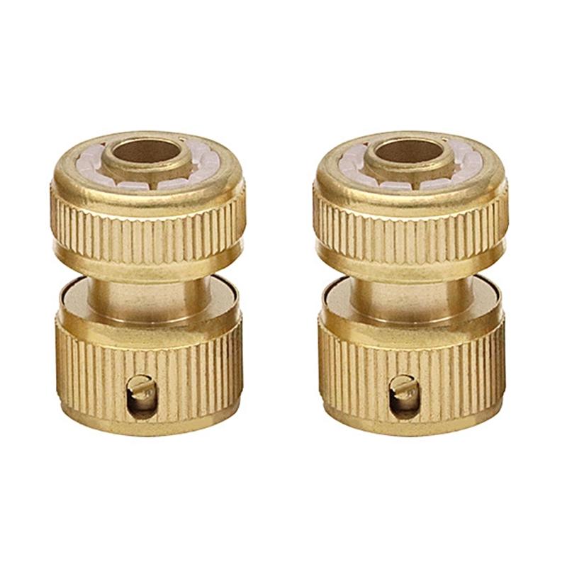 2Pieces Heavy Duty Reinforced Brass Hose Joints Water Pipe Connectors Fittings Easy Twist Suitable For Irrigation Tools