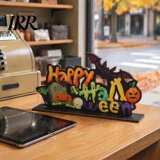 Layered Halloween Wood Crafts Wooden Ornaments for Tabletop Decorations, Stable Base Table Rustic Centerpieces Centerpiece Home Party And Spooky