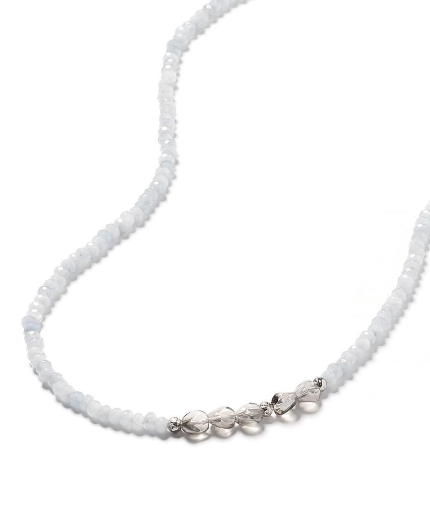 Polalita Sky Blue Gray Crystal Point Necklace (Plt-Nl-014_Bl)