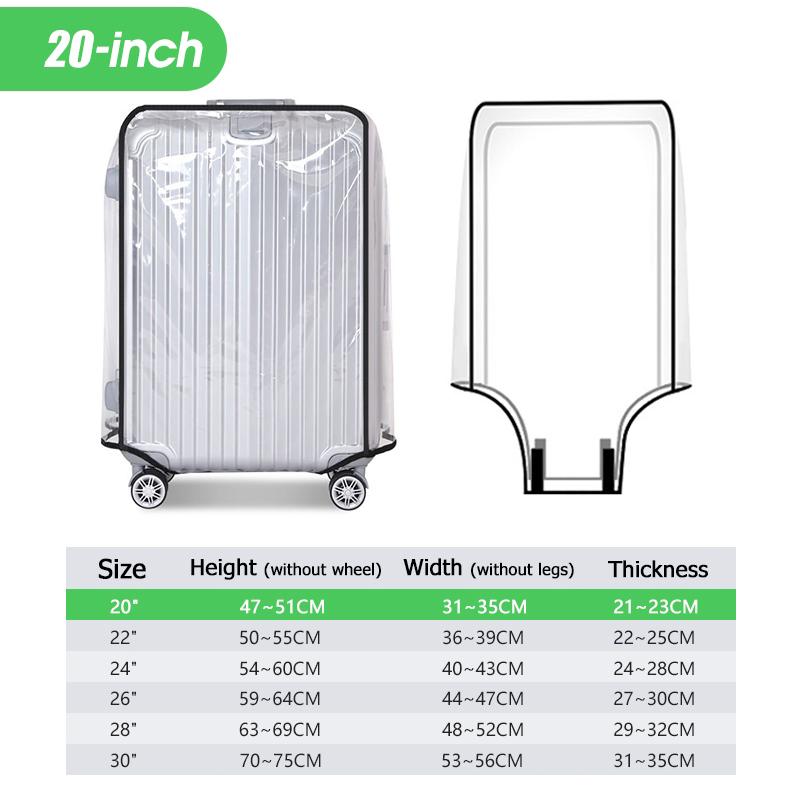 Travel Transparent Luggage Cover Waterproof And Dustproof Pvc Wear Resistant Fits 20-30 Inch Suitcases