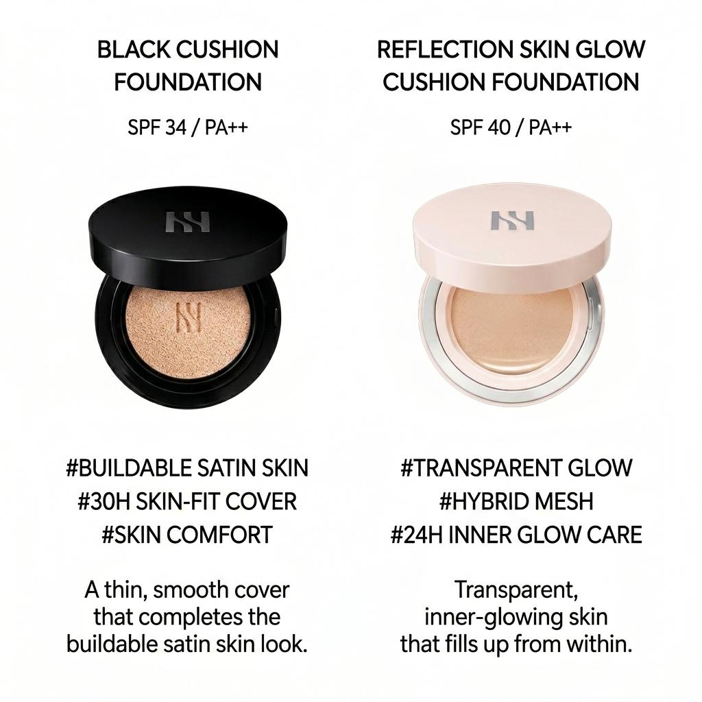 HERA Black Cushion Foundation Duo SPF34/PA++ 15g + 15g Refill (+Free gift)