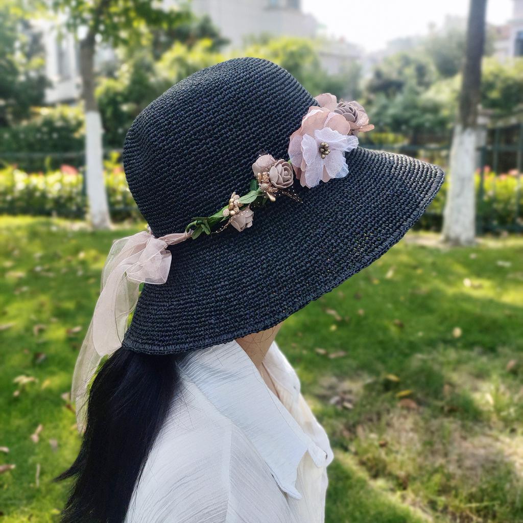 Lafite Wreath Straw Hat Ladies Summer Versatile Small Fresh Seaside Vacation Face Cover Sun Hat Summer Hat