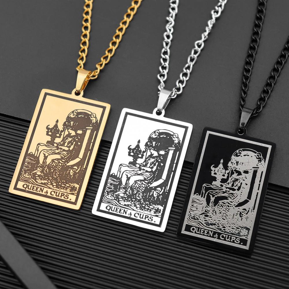 22 Waite Holy Cups Tarot Queen Pendant Necklace Men's Necklace