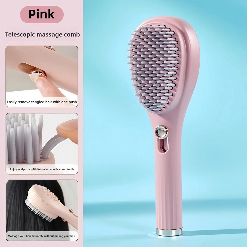 Portable Telescopic Comb White Pink Blue Scalp Massage Brush Self-Cleaning Hair Comb Women Salon Styling Tool Compact Magic Comb