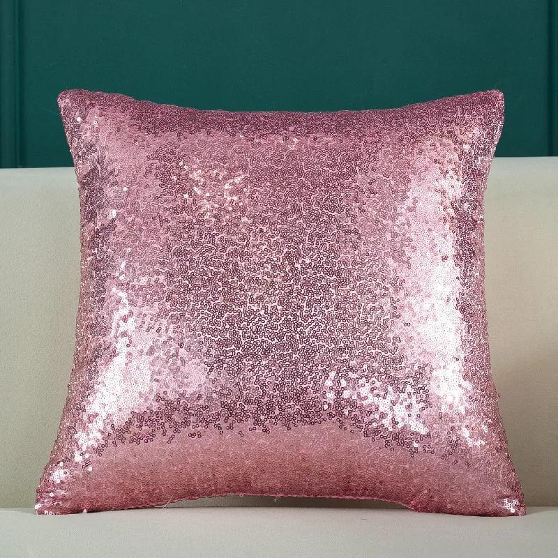 Sequined Solid Color Gradient Cushion Cover Fashion New Year Christmas Sofa Cushion Pillow Cover Office Lumbar Cushion Cover