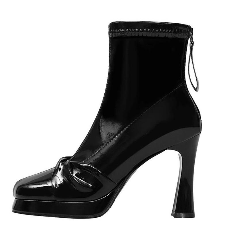 High Heels Women Ankle Boots Leather Square Toe Sexy Fashion Shoes 2025 Trend Winter Designer Pumps Goth Winter Botas De Mujer