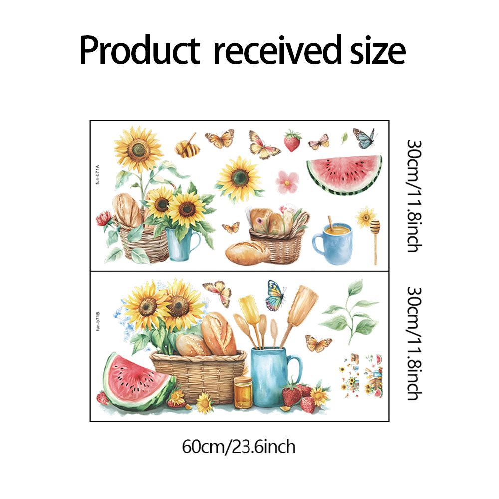 

Летний окрашенный подсолнух хлеб бабочка кухня крыльцо фон ландшафтный дизайн настенная наклейка 30*60cm*2pcs/fun-b71