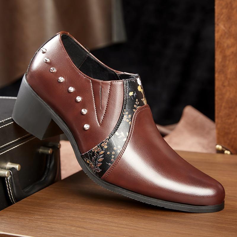 Designer Men Shoes Fashion Pointed Leather Shoe Business Dress Shoe Height Increasing Leather Shoes Luxury Wedding Shoes for Men