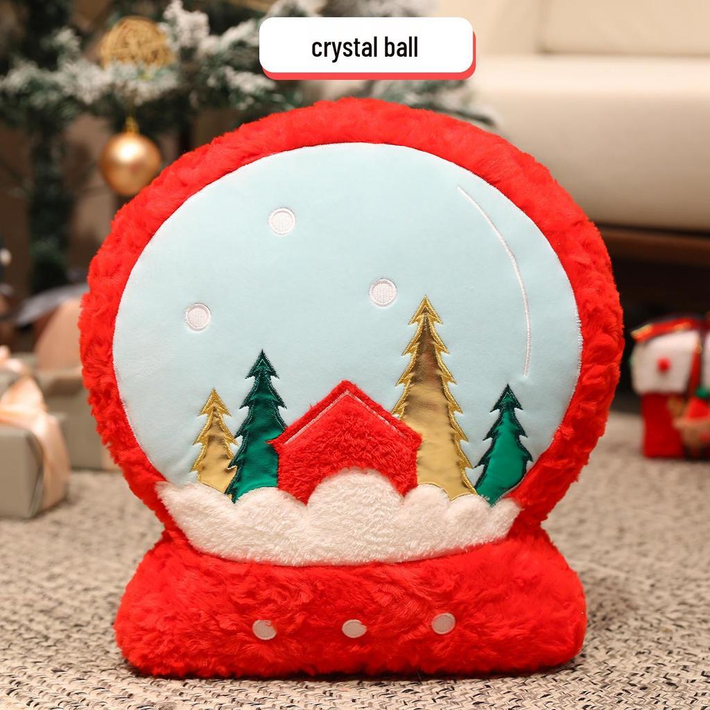 Christmas Holiday Decoration: Tree Plush, Apple Peace Wreath, and Gingerbread Man Throw Pillow.