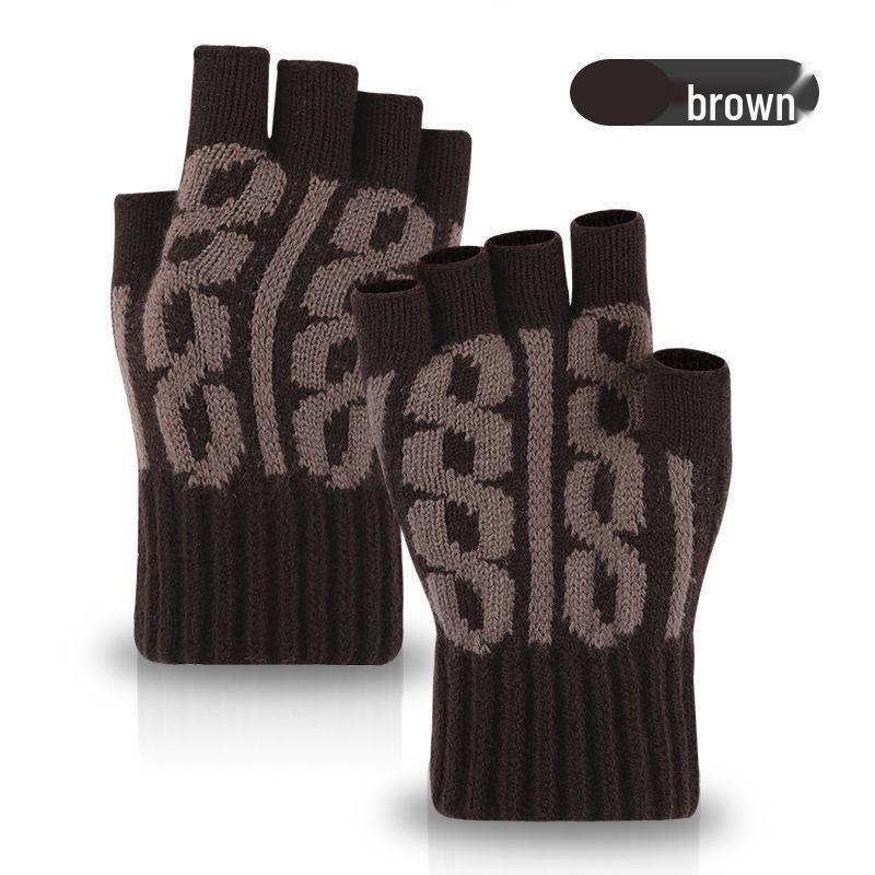 Winter Alpaca Wool Fingerless Gloves for Men, Women, Students - Ideal for Cycling and Writing