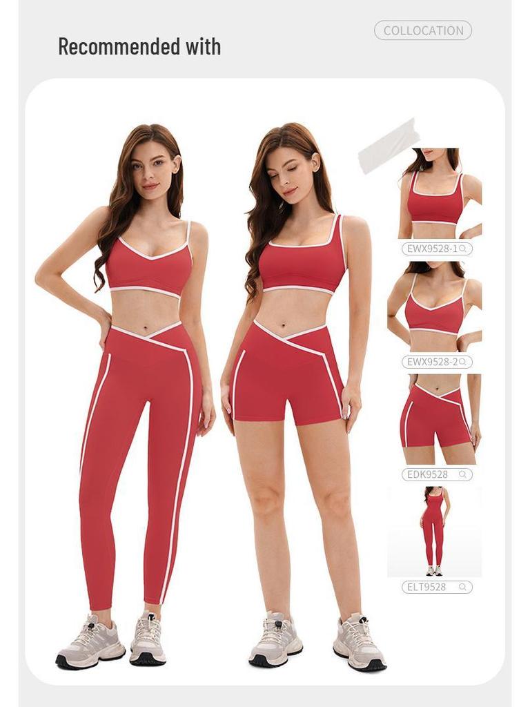 Color-Block Yoga-Shorts mit überkreuztem Bund - Hüfthebende Passform für Laufen & Fitness