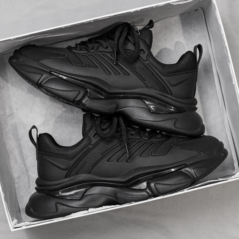 Мужская обувь новые модные кроссовки с толстой подошвой увеличивающие рост для активного отдыха противоскользящие удобные повседневные кроссовки 39 чёрный 2725₽