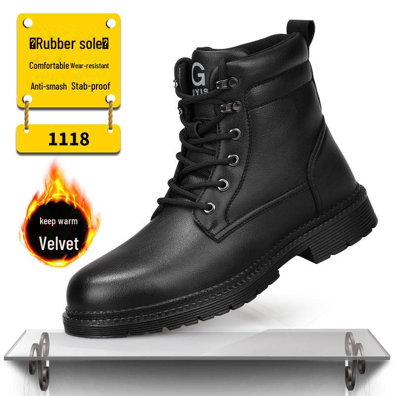 Pánské kotníkové nepromokavé zimní bezpečnostní boty - Odolné proti nárazu, Odolné proti propíchnutí, Podšívka ze sametu a bavlny