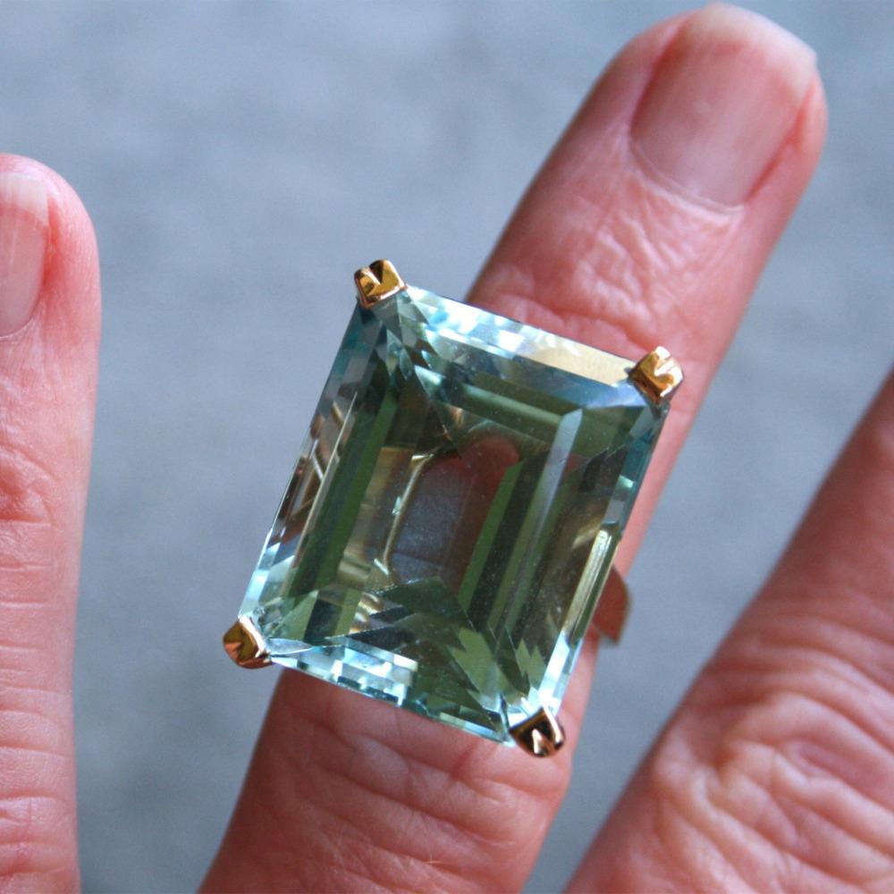 WOSIKATE Exaggerated Princess Square Navy Blue Topaz Ring For Women CopperWith 18K Gold Plated Fashion Jewelry Finger Ring