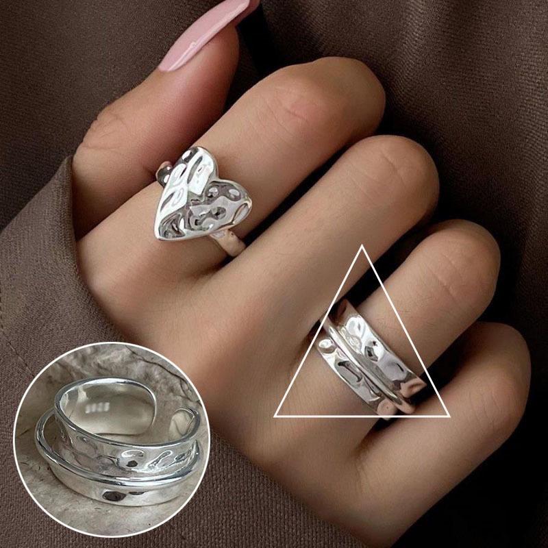S925 Silver-Plated Creative Teardrop Ring for Women - European/American Open Design