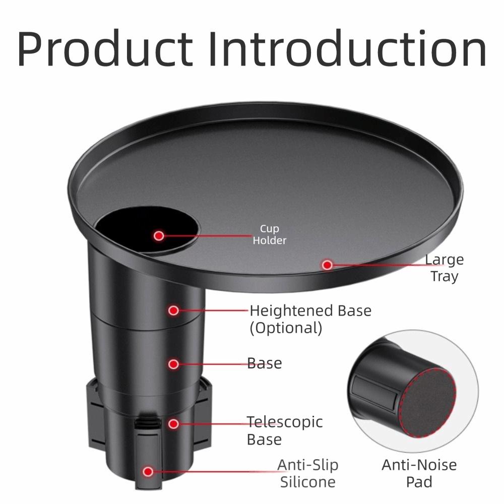 Round Car Cup Holder Tray Multifunctional Vehicle Cup Holder Side Table Car Cup Tray