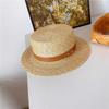 French Fragrant Flat Top Fine Straw Weave Sun Hat Women's Summer Seaside Beach Hat Vacation Panama Top Hat