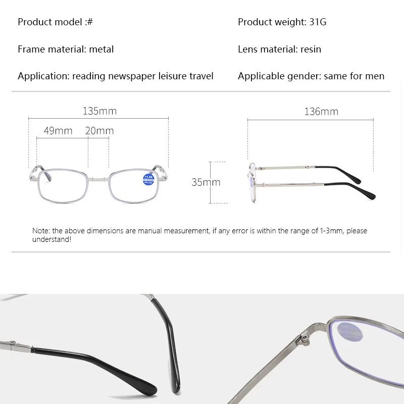 Portable Metal Foldable Reading Glasses Ultralight Men Business Presbyopia Glasses Eyewear With Random Case +0.5To+4.0