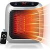 Přenosný ohřívač, 800W Keramický zásuvný ohřívač, Elektrický ventilátorový ohřívač prostoru s dálkovým ovládáním, 12h časovač, LED displej, 2 nastavení tepla