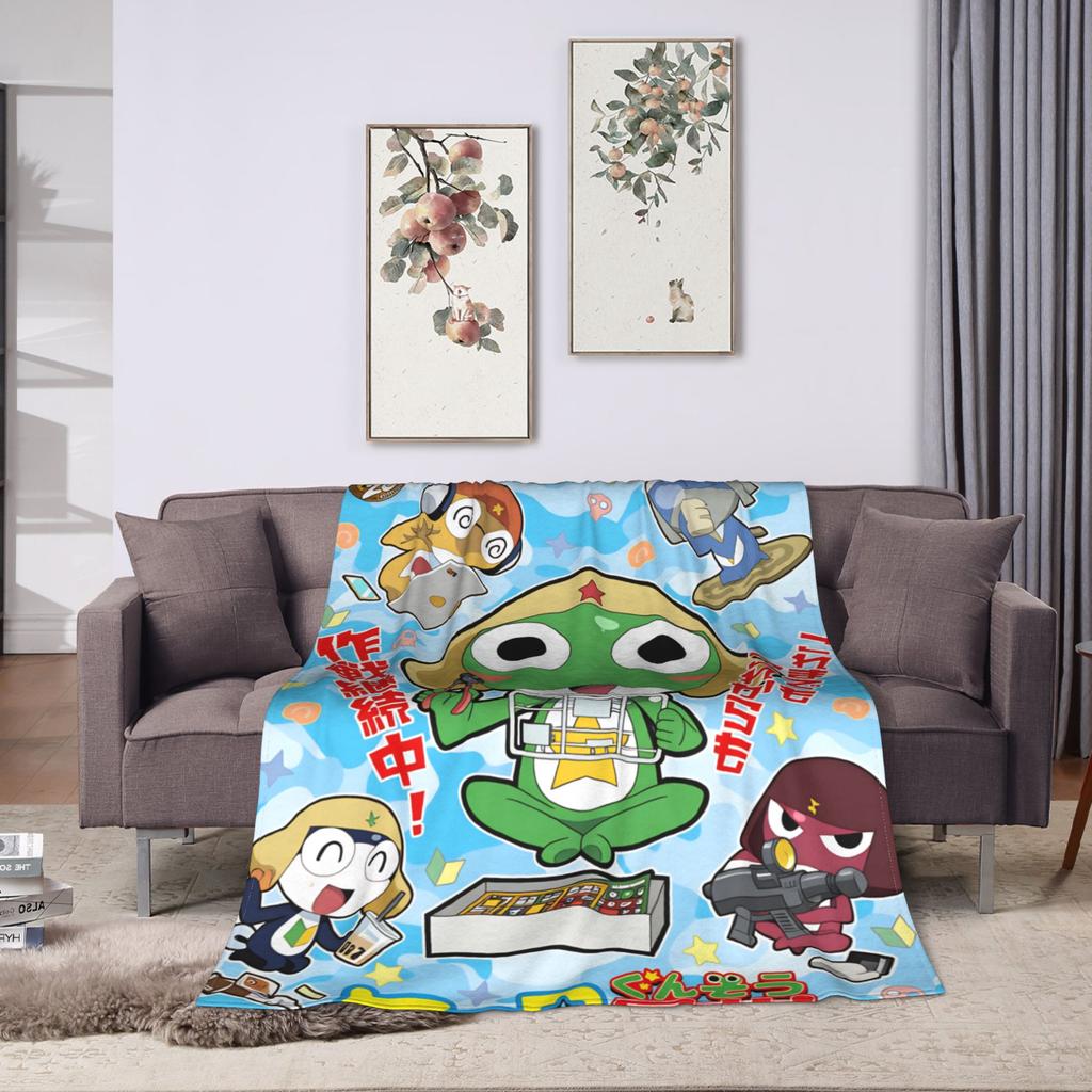 Classic Comedy Anime Keroros Frog Blanket  Travel Flannel Throw Blanket For Couch Chair Super Soft Design Quality Bedspread Gift