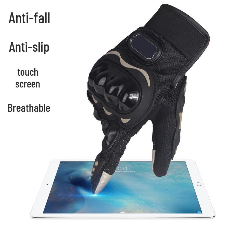 Breathable Full-Finger Anti-Fall Motorcycle Gloves with Touchscreen Capability and Wrist Guards for Off-Road Riding