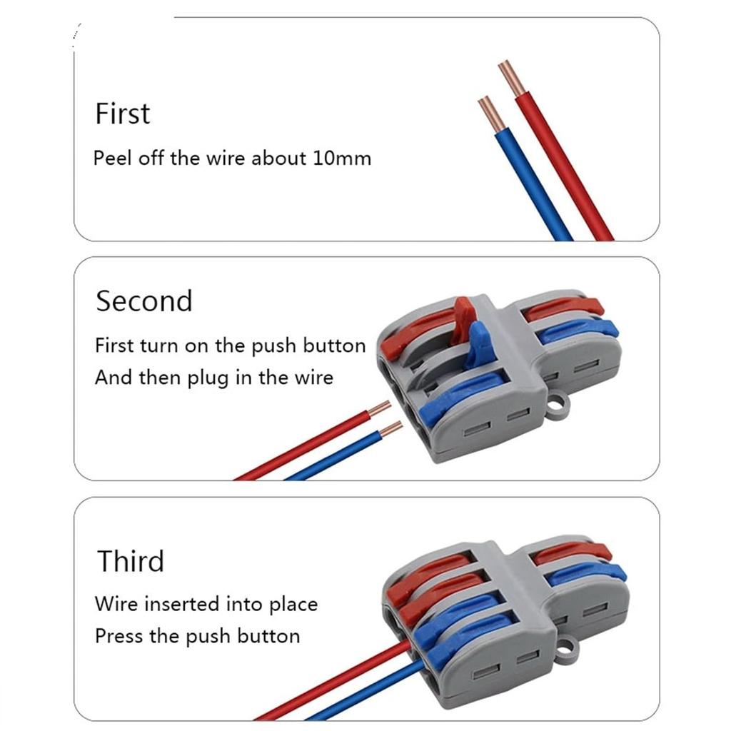 10pc SPL-42 2 In 4 Out Mini Quick Fast Wire Connector Universal Wiring Cable Connector Push-in Conductor Terminal Block LED Lamp
