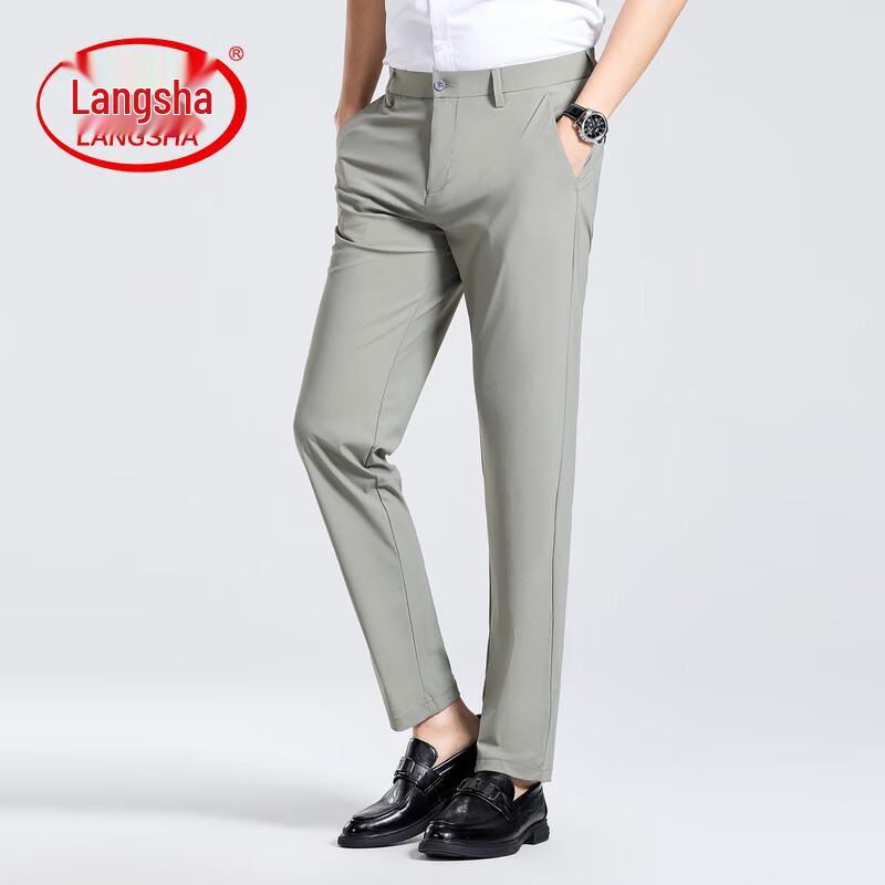 LangSha Men s 2026 Summer Lightweight Straight-Fit Business Casual Trousers 35