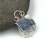 Natural Sodalite Gemstone 925 Sterling Silver Jewelry Designer Pendant 1.68" AJP-138