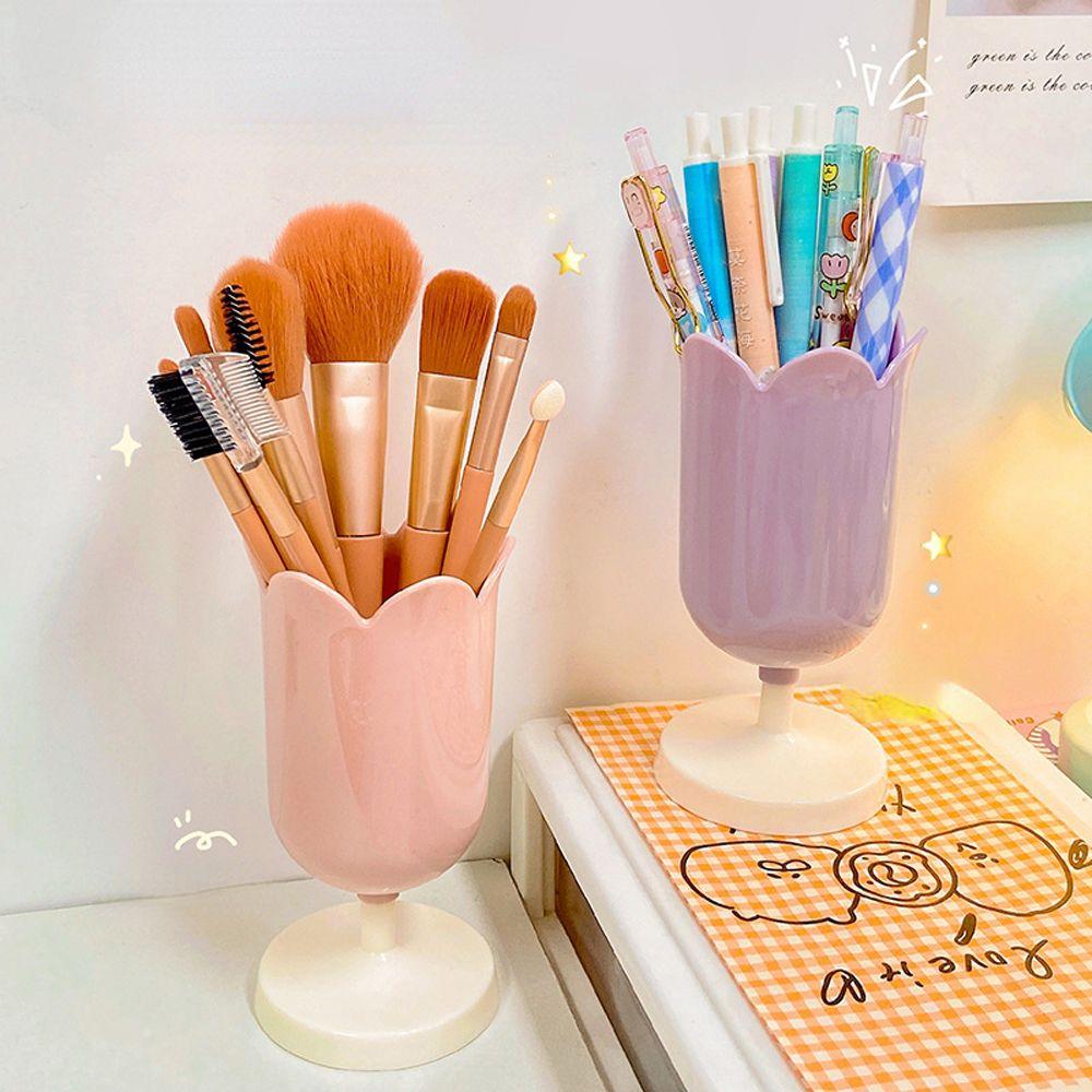 Brush Photography Props Tulip Pen Holder Stationery Organizer Mini Makeup Box Desktop Decoration