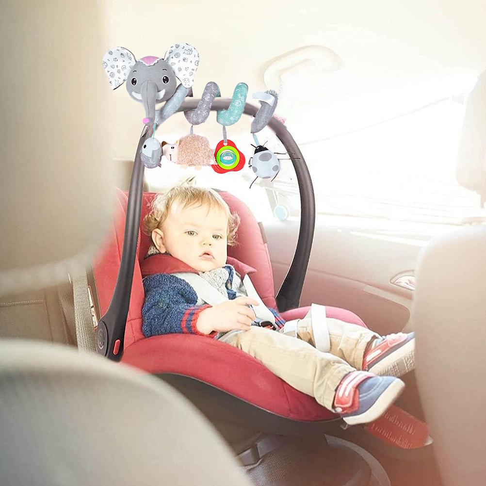 Infant Baby Elephant Spiral Plush Hanging Toys for Car Seat Stroller Wrap Around Baby Carriage Toy