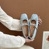 French Retro Temperament Square Head Bow Ballet Shoes Women's 2025 Summer New with Skirt Mary Jane Shoes