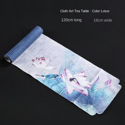 Cotton Linen Crafts Table Runner Chinese-Style Clear Lotus Drunk Suede Tea Table Tea Mat Dry Tea Towel Mat Tea Curtain Tea Towel