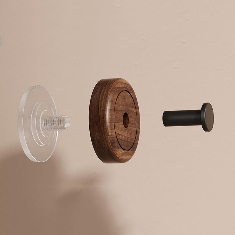 1/4pcs Walnut Wood Suction Cup Hook Strong Vacuum Keys Clothes Hanger Hook Waterproof Kitchen Bathroom Robe Towel Organizer Hook