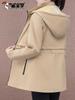 Women's Mid-length Hooded Windproof Fleece-Lined Jacket - Autumn/Winter 2025 Style