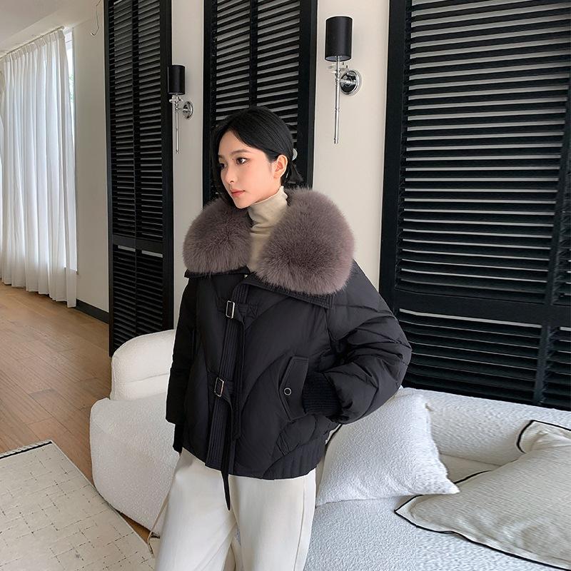 Short cotton-padded clothes, winter new foreign-style loose cotton-padded clothes, thickened large fur collar jacket, cotton-padded jacket.