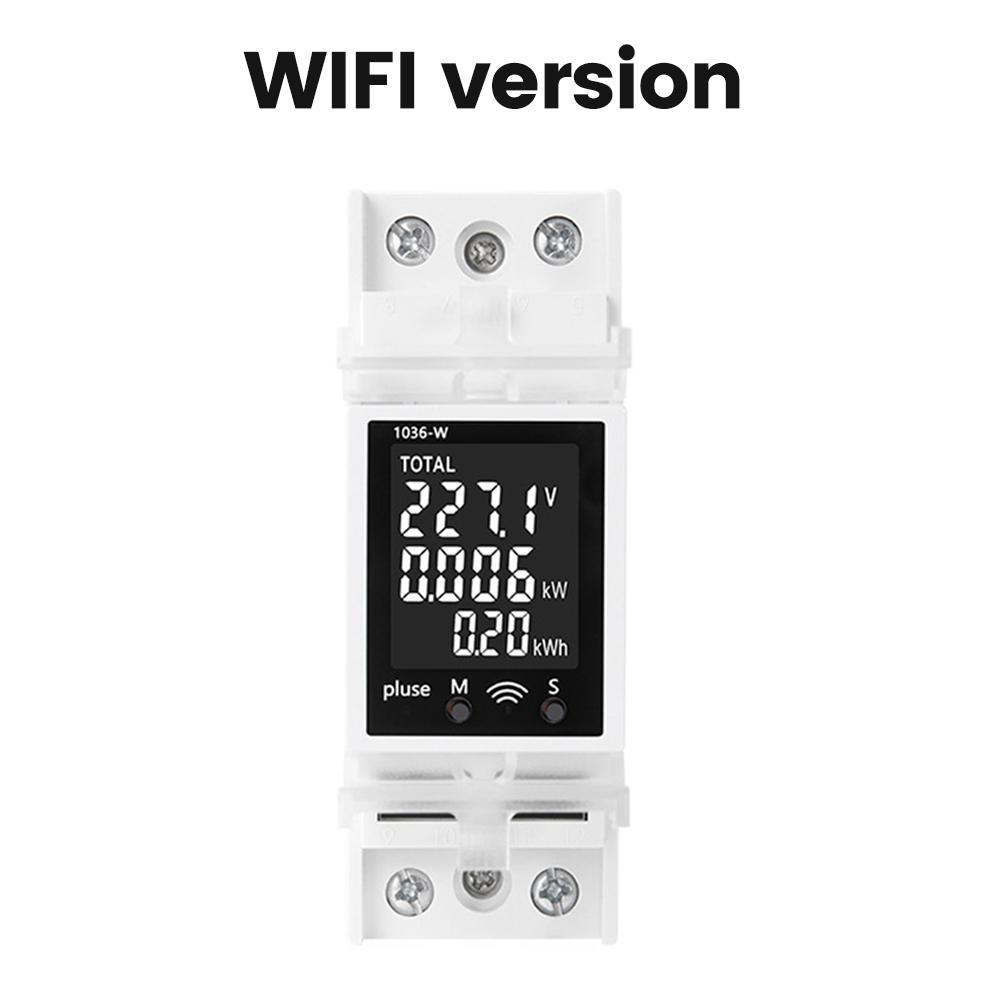 APP WiFi Din Rail Power Monitor Wattmeter Voltmeter Ampermeter Digital Energy Meter Over Under Voltage Protector Relay Switch