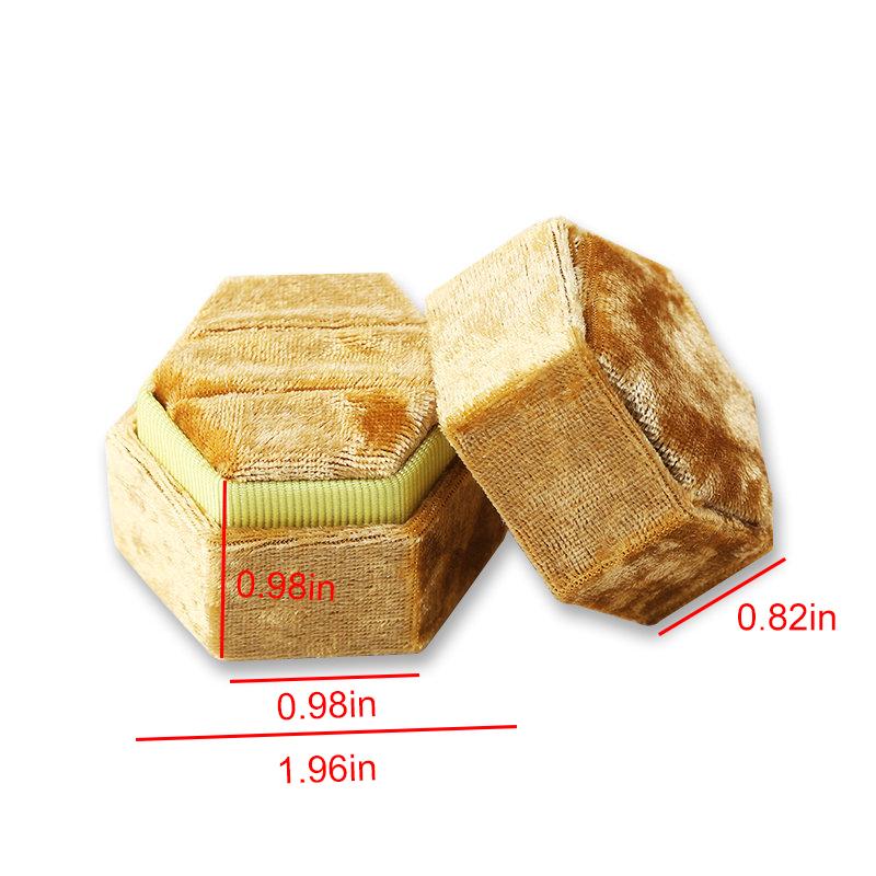 Hexagon Square Shape Velvet Jewelry Box Double Ring Storage Box Wedding Ring Display For Woman Gift Earrings Packaging