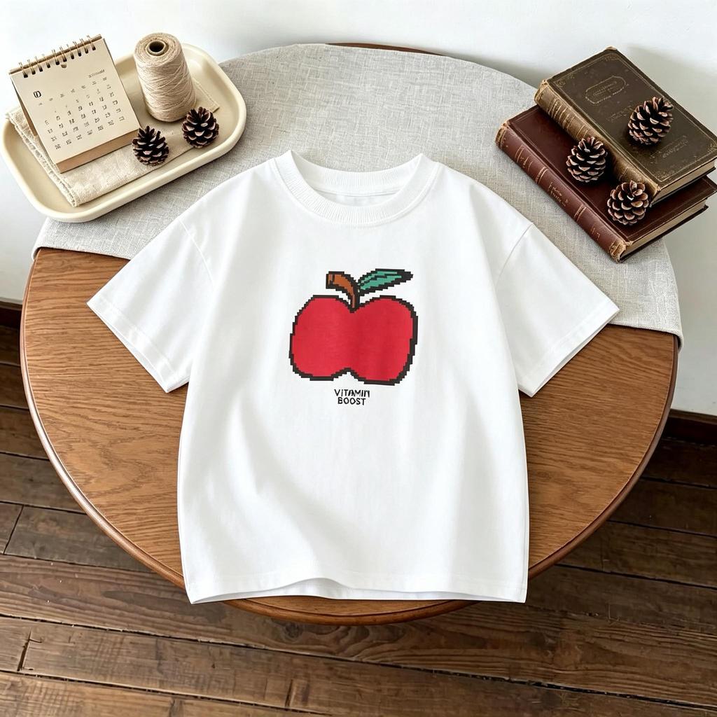 17 Age Childrens Clothes Short Sleeve Tops Tees Printed Fruit Fashion Baby Girls Tshirt Crewneck Casual Loose Simple Tshirts