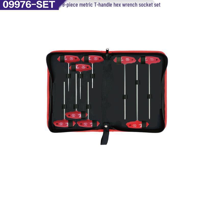K-Brand Germany 09976-SET: 9-Piece Metric T-Handle Hex Socket Wrench Set 9-piece set