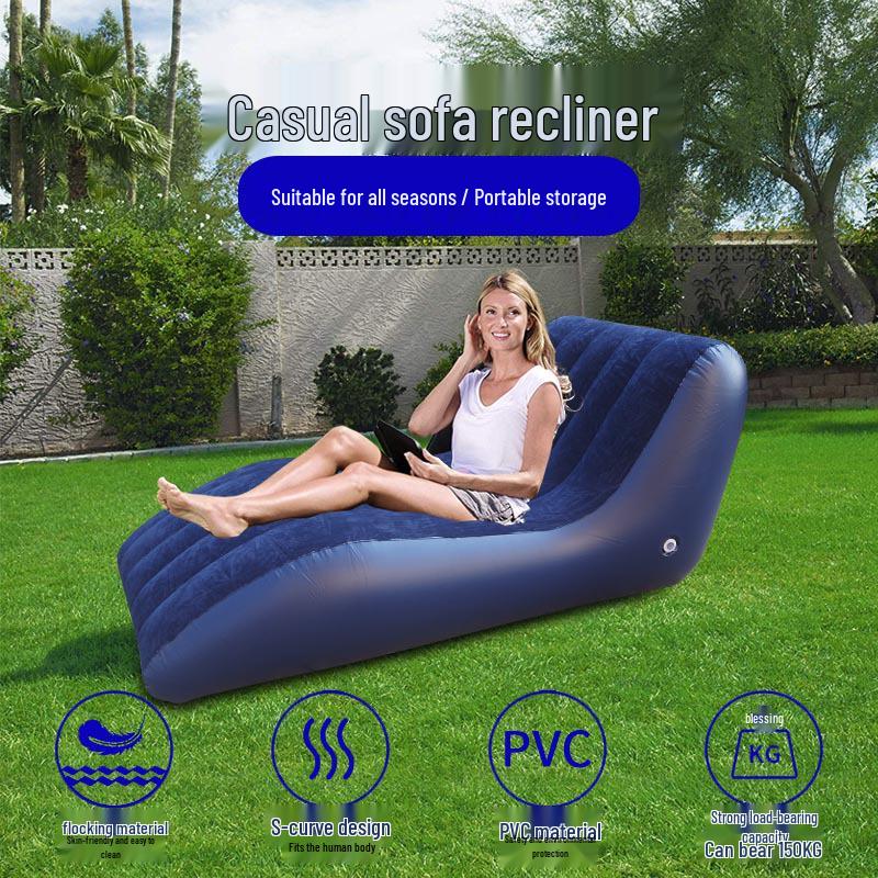 Divano gonfiabile in PVC trasparente rosso blu con schienale per campeggio all'aperto e tempo libero